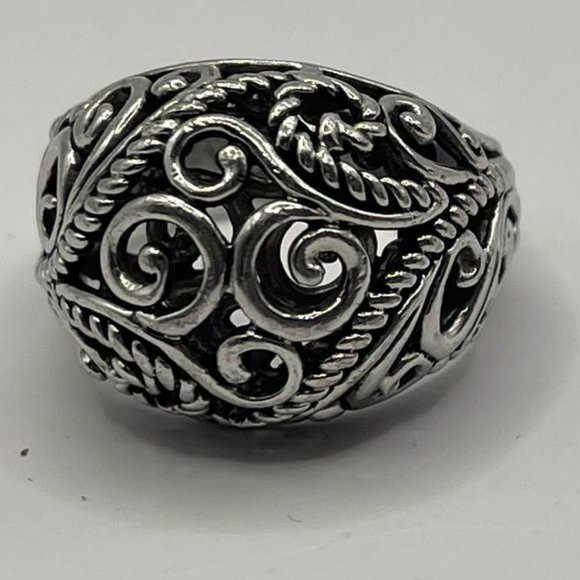 Carolyn Pollack Large Swirly Dome Sterling Silver Designer Ring - approx… - Picture 3 of 13